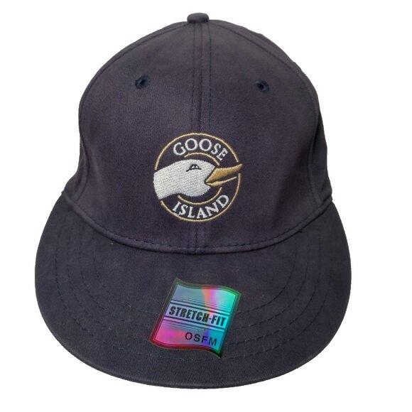 Goose Island Beer Co Cap Hat Adult One Size Blue Twill Cotton Stretch Fitted New - Picture 1 of 11